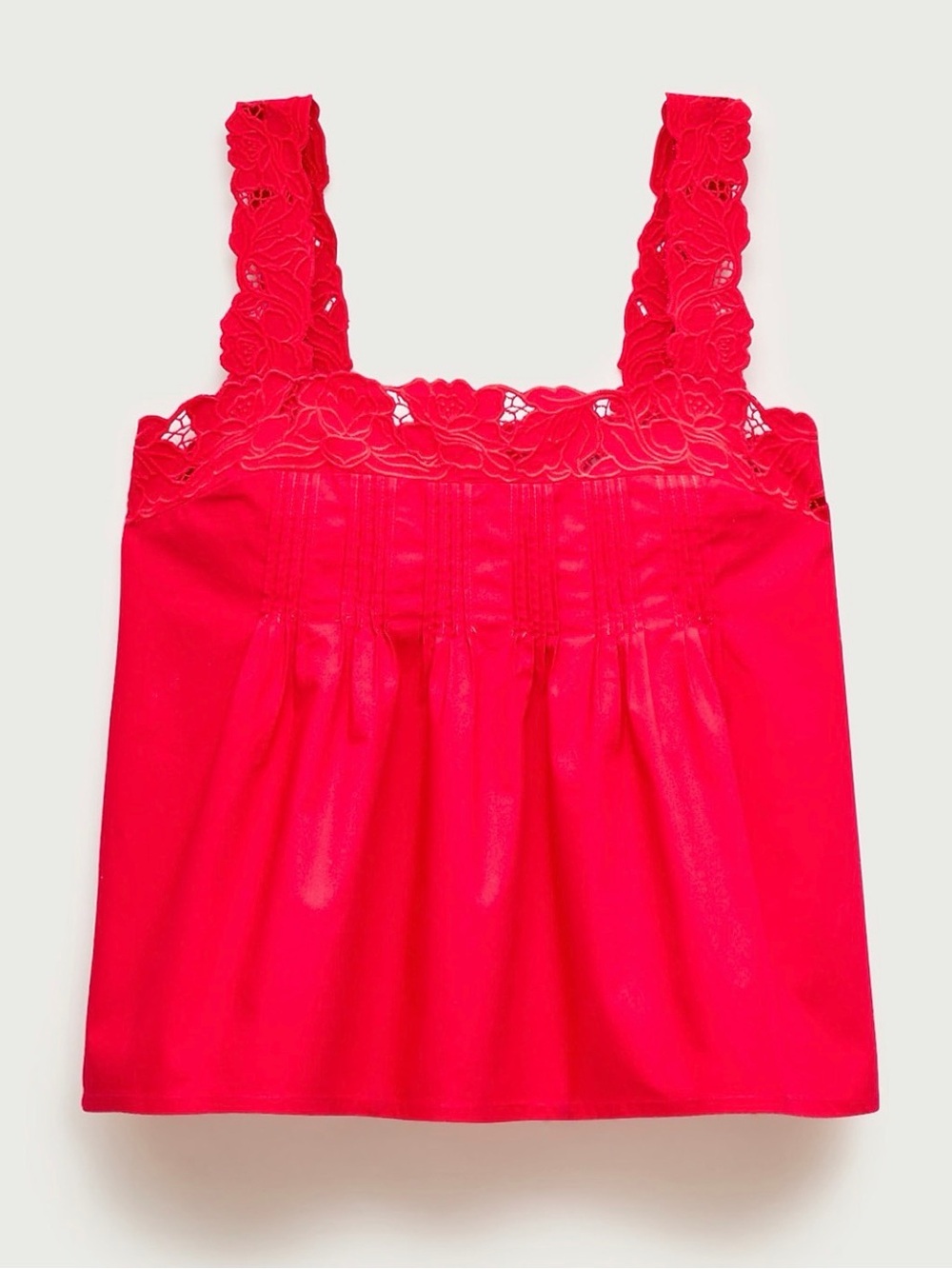 NWT J. Crew Lace Trim 100% Cotton Poplin Tank Top Shirt Blouse Size Small Red